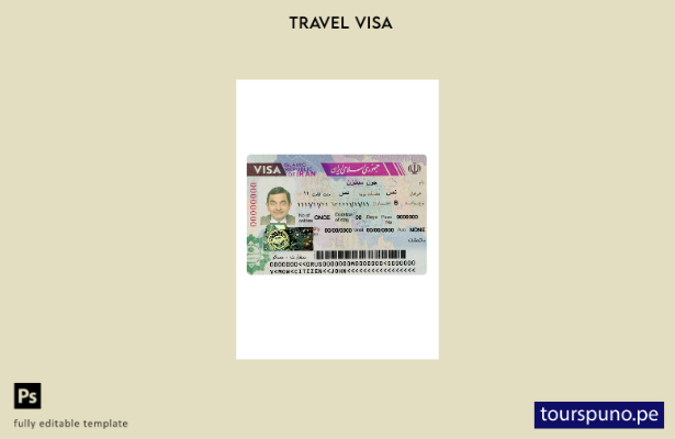 Plantilla de visa de viaje para Irán lista para imprimir